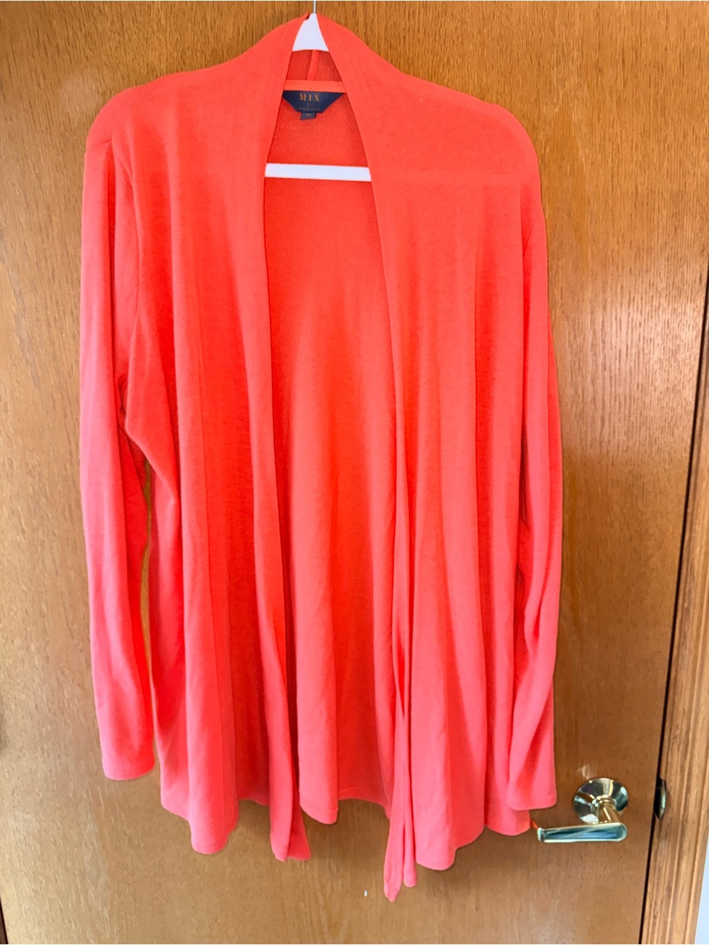 MIX by 41Hawthorn Bright Coral Open Drape Cardigan